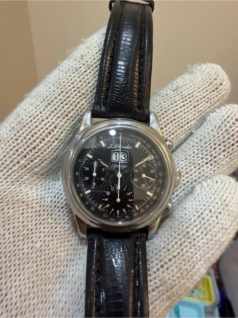 J. Chevalier Prestige Automatic Chronograph 49 Jewels Big Date Watch Ref 3278